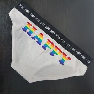 Victoria Secret Pink "Happy" Rainbow Bikini Sz Med
